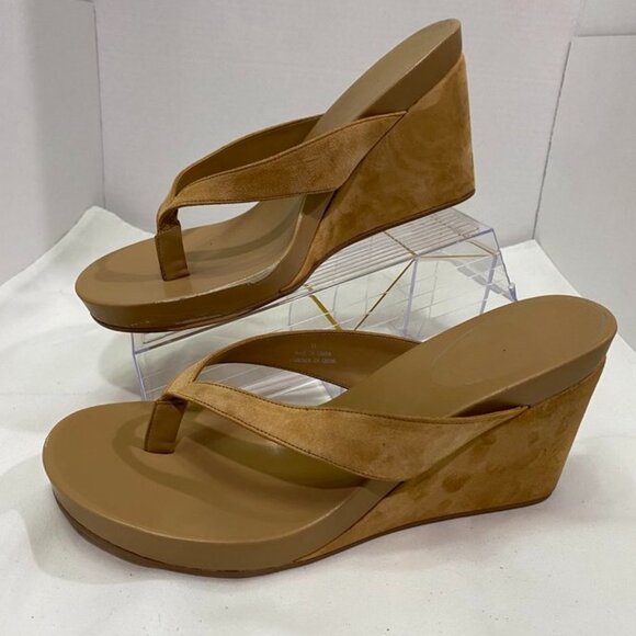 Jeffrey Campbell Liezel Platform Wedge Flip Flop Sandals Natural Suede 11 - Picture 3 of 13